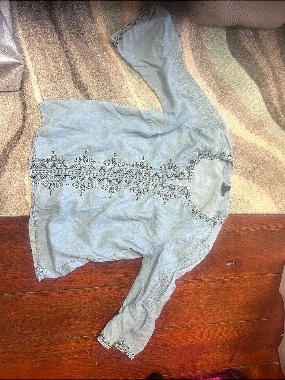 J. Jill Embroidered Blue Blouse